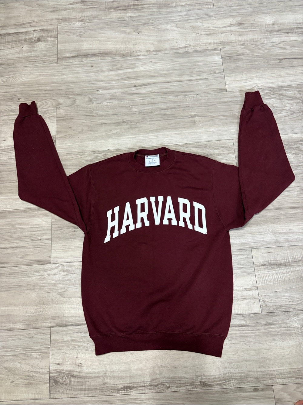 Champion Maroon Crewneck Sweatshirt with White Harvard Script